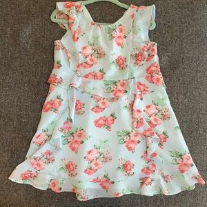Chiffon floral mint tea party dress